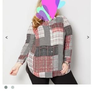 Houndstooth Avenue blouse size 14/16 black red NEW